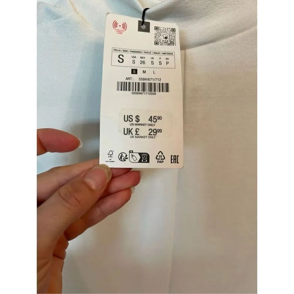 Zara white short sleeve tight dress size small - Picture 9 of 9